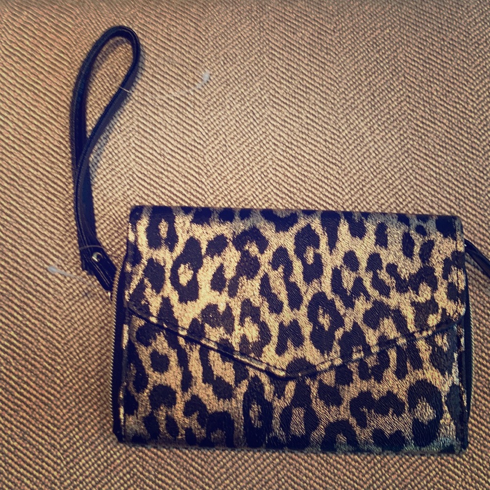 New, leopard print clutch